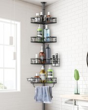 Corner Shower Caddy Tension Pole 4 Tier Adjustable Stainless Steel Shower Shelf
