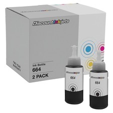 Compatible Ink Bottle Replacement for Epson 664 T664120 HY Black, 2pk