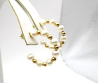 14K Yellow Gold Pearl And Gold Ball Hoop Earrings [E363] — photo 3