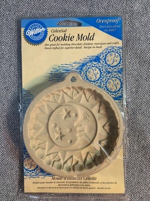 Wilton Celestial Cookie Mold 4¾'' Sun Moon Stars for Cookies, Candy, Fondant