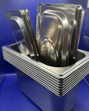 8 Pack Hotel Pans with Lids, 1/4 Size 6" Deep Stainless Steel 0.3in/0.8mm Heavy