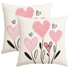 Valentines Pillow Covers 18x18 Set of 2,Pkin Hearts Valentines Day Pillows De...