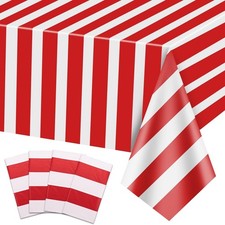 4 St&uuml;ck Rote und Wei&szlig;e Streifen Tischdecken, Karneval Thema Party Dekorationen,