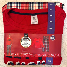 Men  s 2-Piece Holiday Pajama Set XXL Red Plaid Pants  Long Sleeve Shirt X-mas