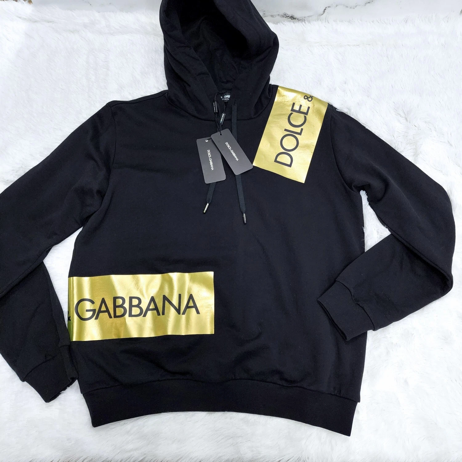 Dolce Gabbana — Dolce & Gabbana Gold Logo Print Hoodie| Sizes 48 & 54 | MSRP $545