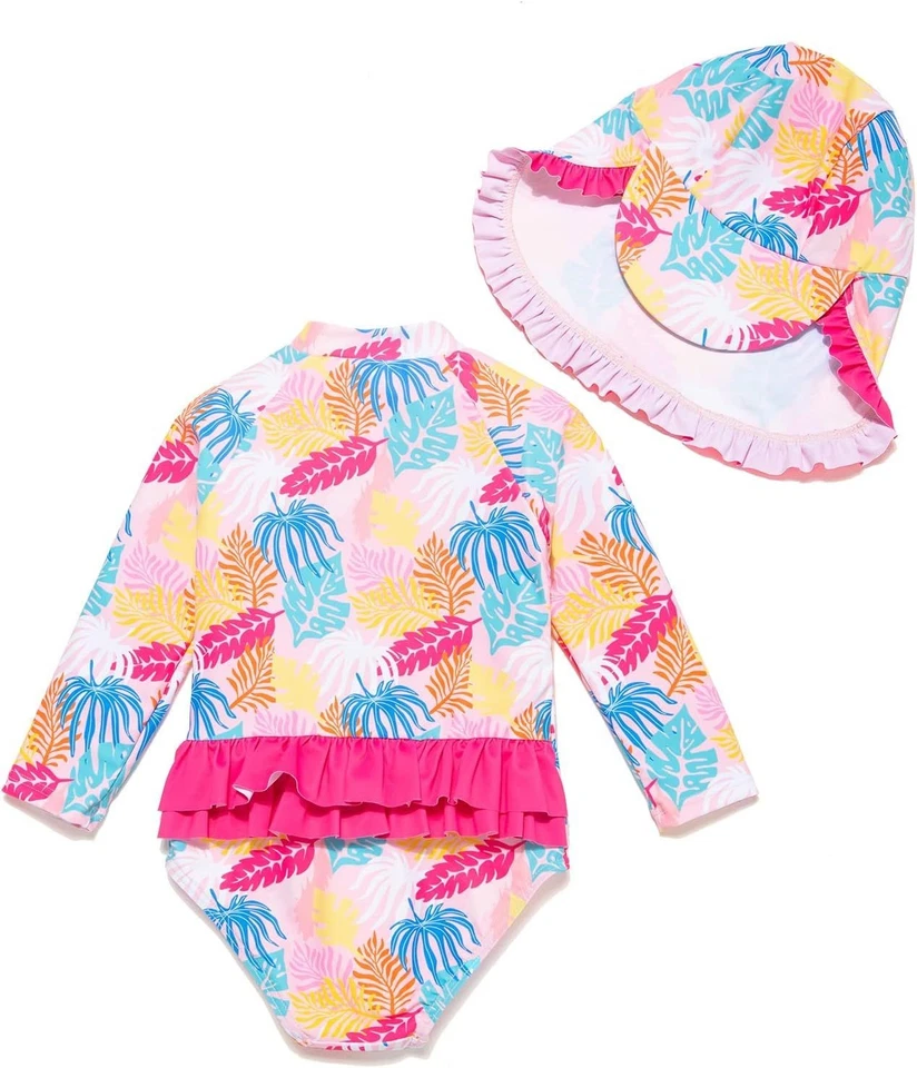 Maillot de Bain Une pièce pour bébé Fille UPF 50+ UV Rashguard avec Fermeture éc - Photo 3/4