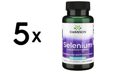 5 x Swanson Selenium (L-Selenomethionine), 100mcg - 200 caps (50,65 EUR/kg)