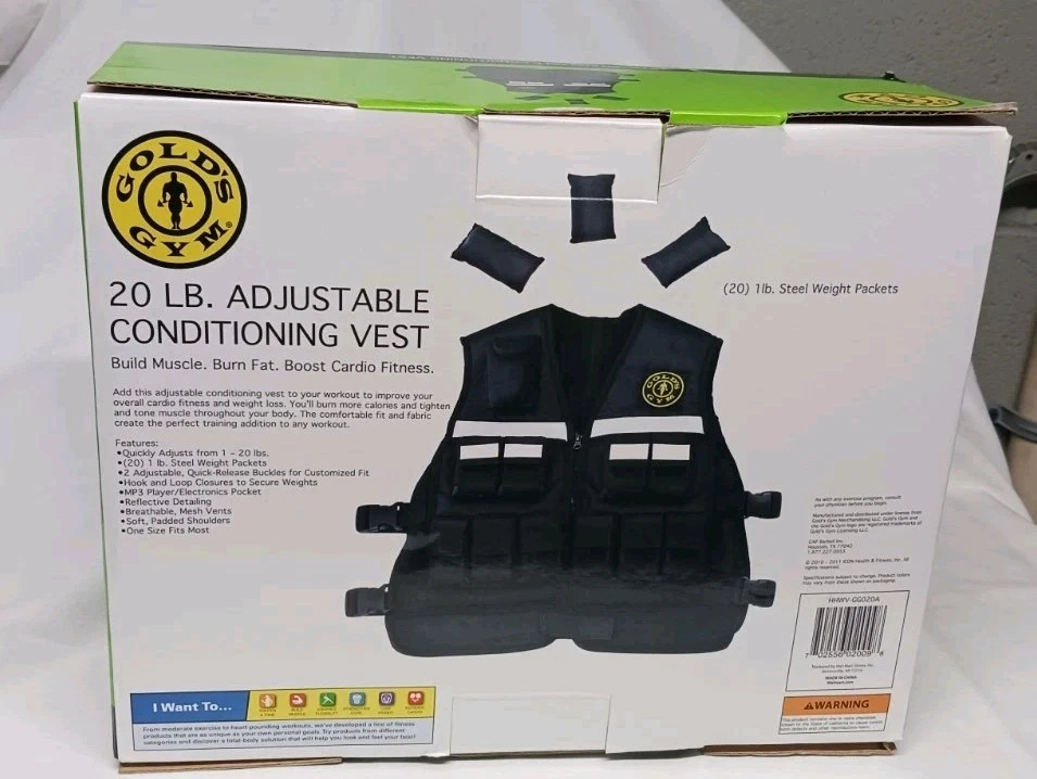 GOLDS GYM Weighted Workout Exercise Vest Adjustable Includes 20 1-lb Weight Bars - Image 2 of 3