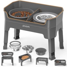 4-in-1 Elevated Slow Feeder Dog Bowls, 4 Height Adjustable Mess Proof Raised ...