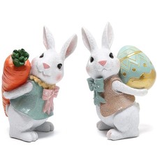 5.5 Inch Polyresin Bunny Decorations Spring Easter Decors Figurines Tabletopp...
