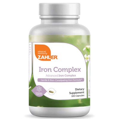 2 X Zahler Iron Complex Gentle & Non-Constipating Formula -- 100 Capsules