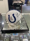 Peyton Manning Autographed Colts Mini Helmet SB XLI MVP Inscription & Glass Case
