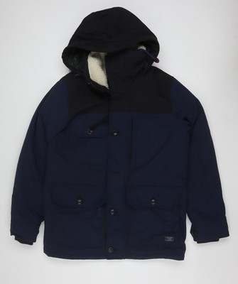 Abercrombie & Fitch Herren Parka Jacke blau mit Kapuze Small winddicht