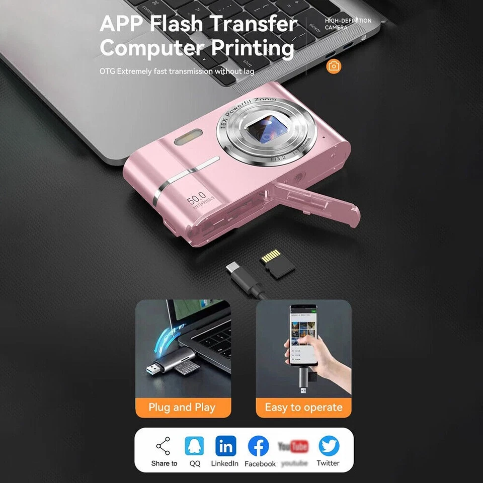 Digitalkamera Fotokamera Kompaktkamera 1080P Fotoapparat 16X 64GB Zoom Kamera HD - Bild 4 von 4