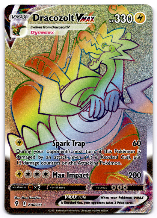 Dracozolt VMAX 210/203 SWSH07: Evolving Skies Pokemon Card NM Rainbow 