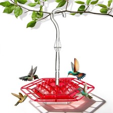 Hummingbird Feeders for Outdoors Hanging with 30 Feeding Ports Saucer Red