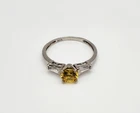 Vintage Sterling Silver Citrine CZ Accent Ring Size 9