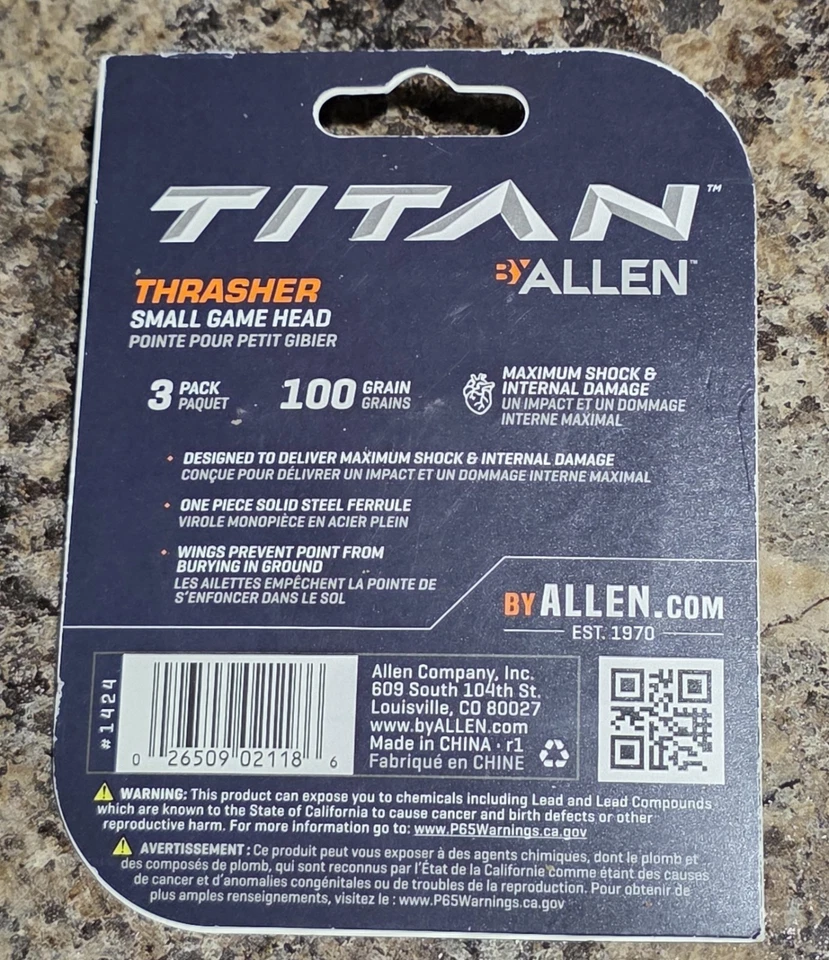 Allen Titan Thrasher Cabezal de Juego Pequeño 100 Granos Paquete de 3 Foto 2 de 4