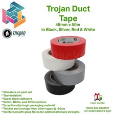 Duct Gaffer Heavy Duty Waterproof Cloth Tape 50mm x 50m Silver Black White Red