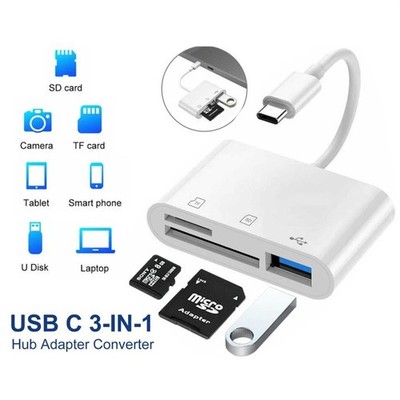 Type C Hub 3 in 1 USB C Adapter SD Card Reader For MacBook Pro Laptop