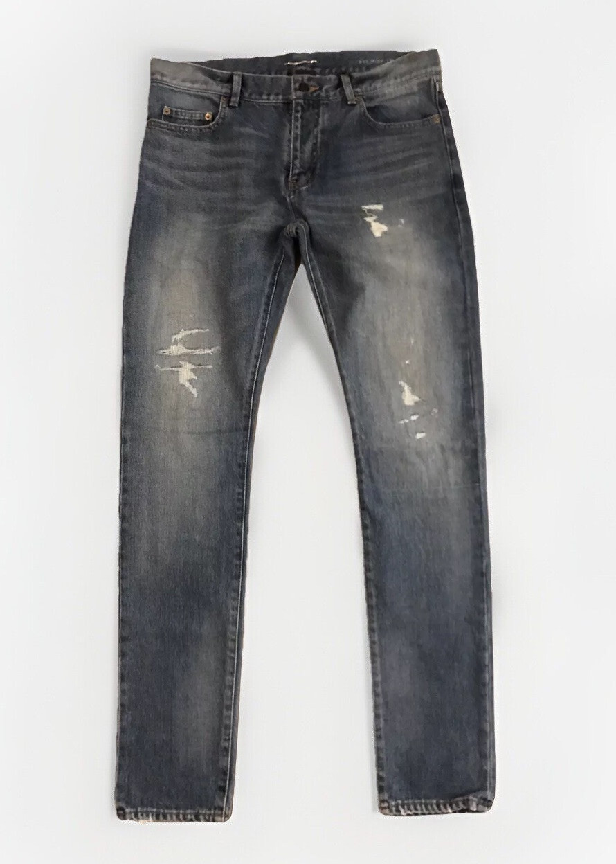 Jeans Saint Laurent blu denim lavato taglia 30 made in Japan