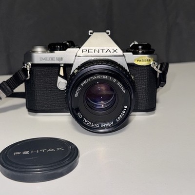 Pentax ME Super 35mm SLR Film Camera with 50 mm f2 lens-TESTED Working properly