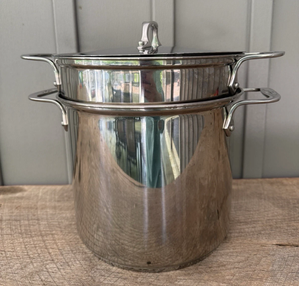 All Clad 8 QT Pot With Strainer & Lid Heavy Duty Stainless Steel Mastercrafters