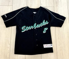 THRIVE RARE STARBUCKS BASEBALL JERSEY #8 Patch Sz S Seattle Coffee Black Green