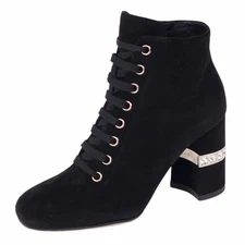 Miu Miumiu Boots Short Bijou Decor Suede Leather Women's 35 (22cm Used MOLO-0