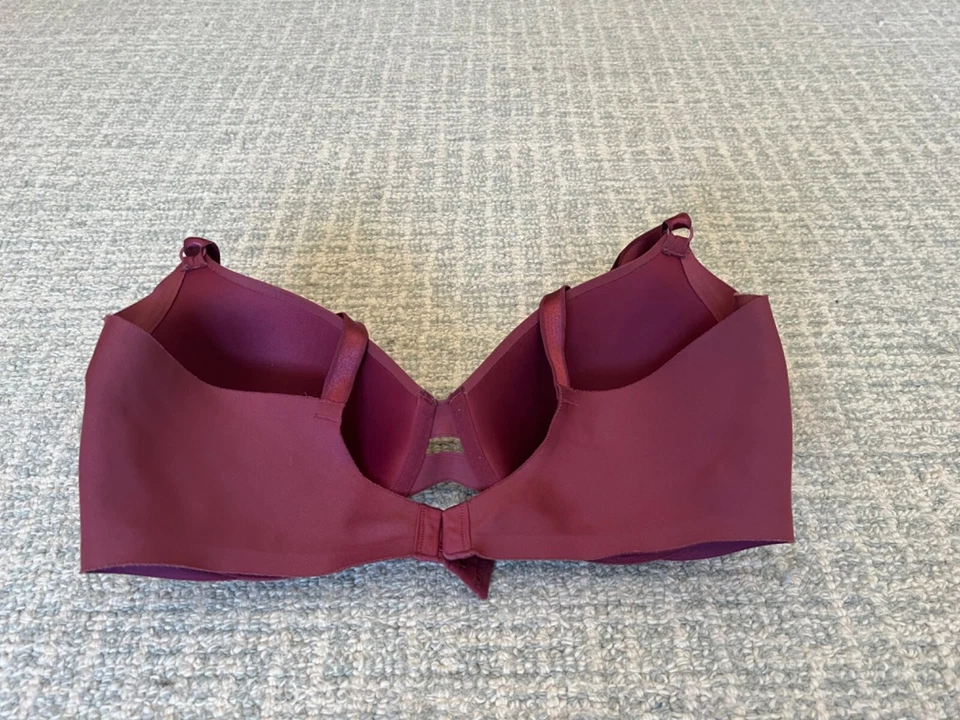 Excellent 38D WARNERS Burgundy No Side Affect Lightly Lined T-Shirt Bra - Image 4 of 4