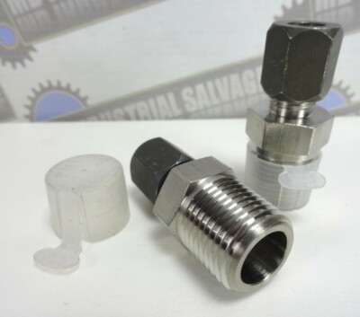 (Lot of 2) 316 SS Straight 1/2'' Male NPT x 1/2'' Tube Fitting - (NEW IN BAG)