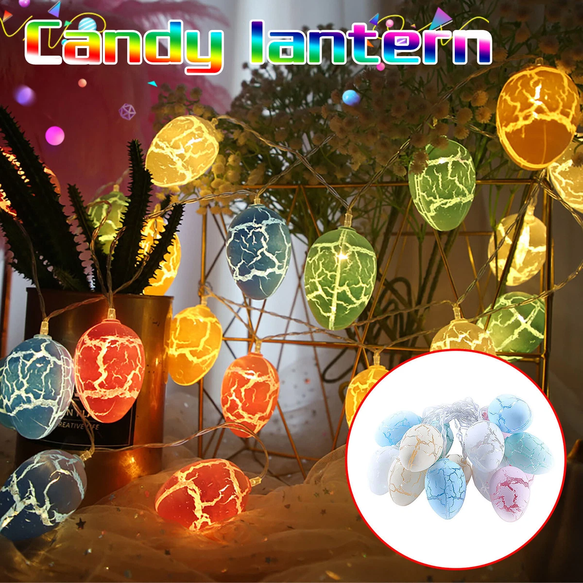 Easter Decorations Lights Easter Eggs LED String Christmas Lights Net Outdoor