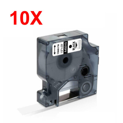 10x Dymo D1 Schriftband 45013 schwarz weiß 12 mm für Etikettenmanager 160 280 S0720530