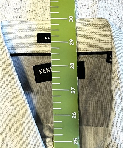  Kenneth Cole Mens Slim Fit Long Sleeve Button Down Casual Shirt White/Gray Med - Picture 10 of 17