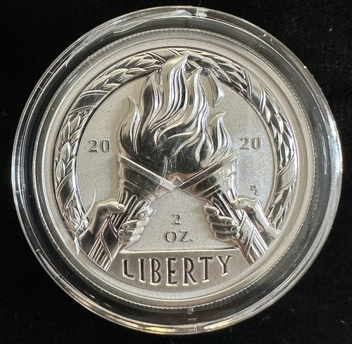 2 oz Silver 2020 Flames Of Freedom Reverse Proof Capsuled Coin W/ COA 0885/1500 - Picture 2 of 10