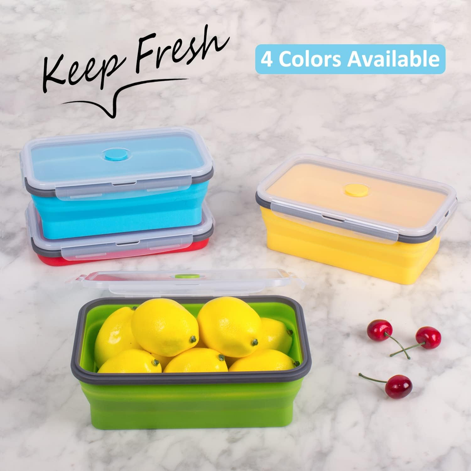 Collapsible Food Storage Containers with Airtight Lid, 40.5 Oz, Large