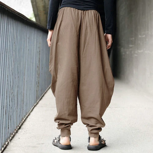 Hombres Pantalones Harén Cintura Elástica Sueltos Yoga Informales Sueltos Japoneses Samurai Pantalones~ - Imagen 9 de 25