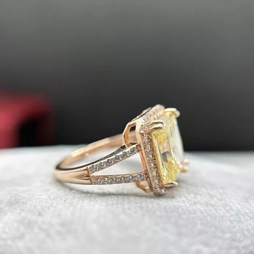 5Ct Radiant Cut Lab Created Diamond Engagement Ring 14K Rose Gold Plated Silver - Picture 5 of 9