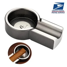 Galiner Portable Silver Metal Cigar Ashtray Holder Outdoor Travel for 1 Rest