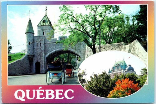 Postcard - St. Louis Gates set along the fortifications - Quebec City, Canada