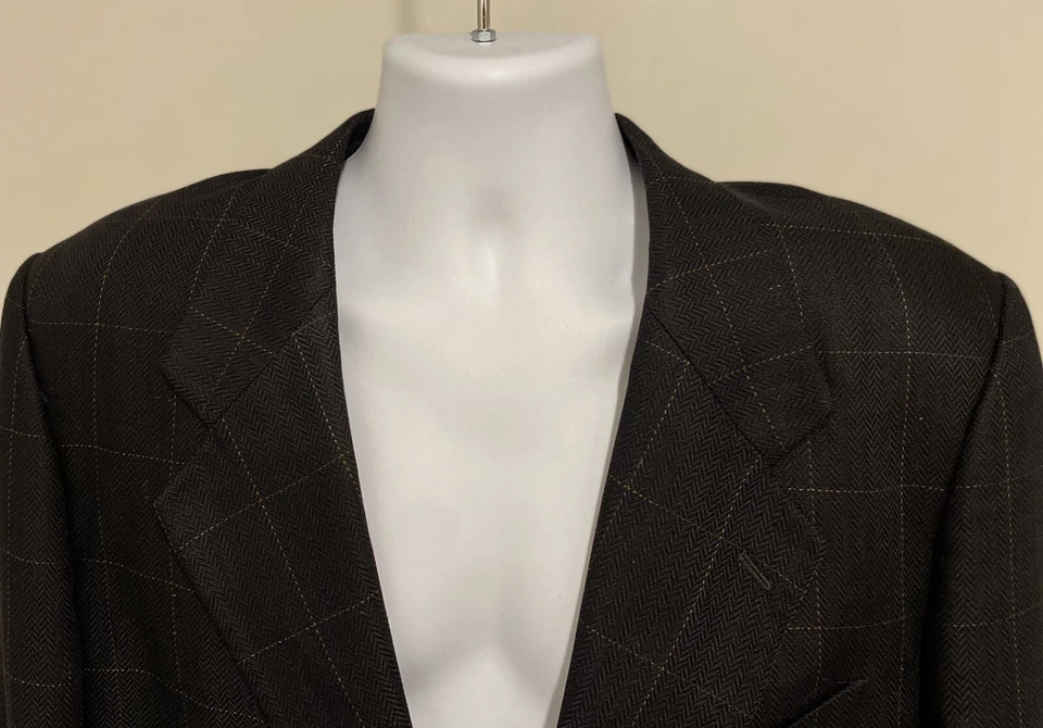 Abrigo Traje Blazer Bachrach 40R Lanificio di Pray Negro 100% Seda Vintage Italia Foto 2 de 4