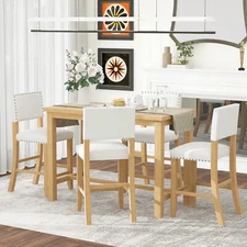 5 Piece Dining Table Set Wooden Dining Table with 4 Chairs for Kitchen Natural