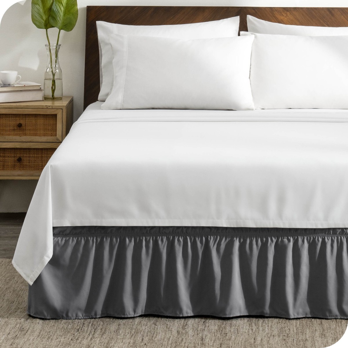 Queen Bedskirt Linen Bed Skirt 21 Inch Drop Bare Home Adjustable