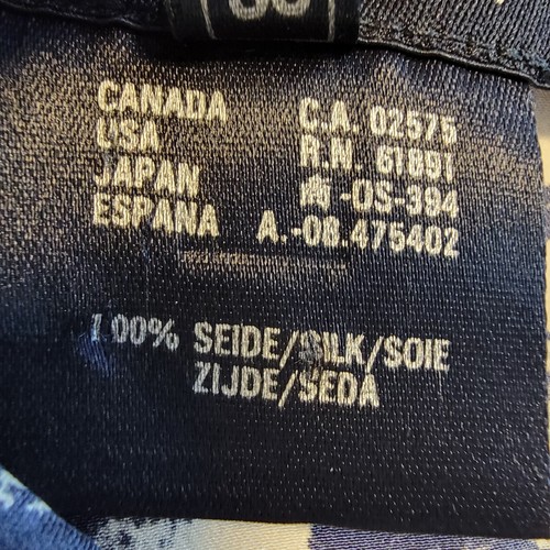 Camicetta Escada Margaretha Ley top seta con bottoni blu scuro e crema floreale taglia 36 - Foto 7 di 9