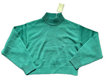 NWT ARITZIA WILFRED Womens Green Merino Wool Cropped Mock Neck Sweater Small