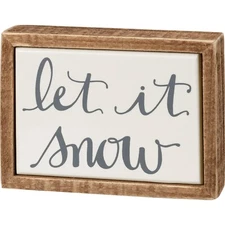 Primitives by Kathy Christmas Let It Snow Mini  Rustic Block Box Sign Decor