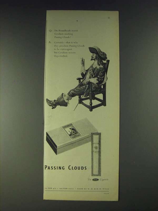 passing clouds cigarettes 1958 w.D. & H.O. Wills Passing Clouds Cigarettes Advertisement