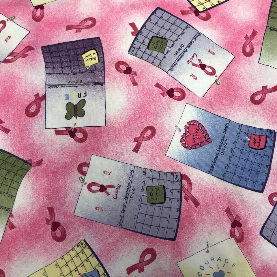 Crest Scrub Top Womens Medium Breast Cancer Pink Ribbon White - Image 2 of 4