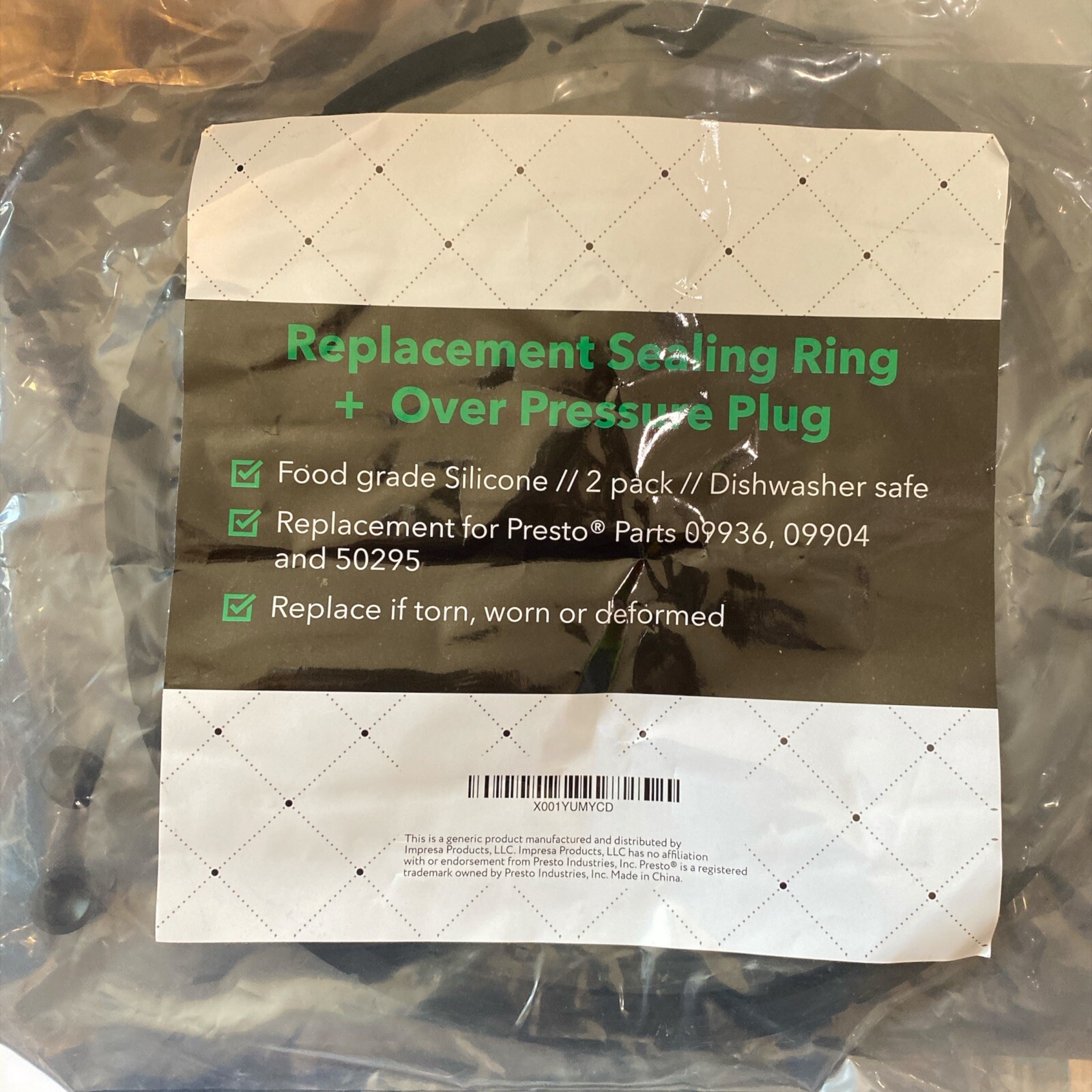 Presto Parts 09936, 09904, 50295 Replacement Sealing Ring & 