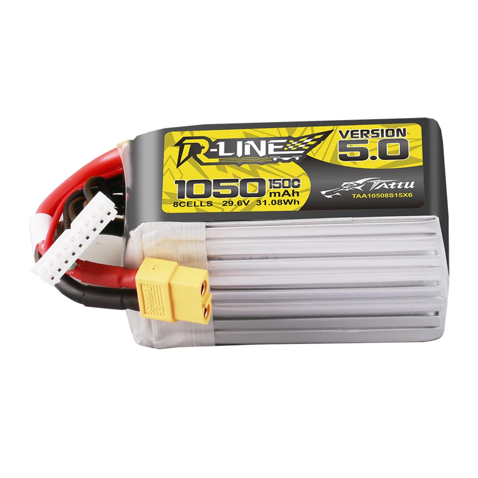 2X Tattu R-Line 1050mAh 150C 29.6V 8S Lipo Battery XT60 For FPV Racing Quadcopte - Image 2 of 4